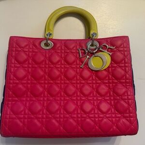 Christian dior lady Dior cannage tricolor bag